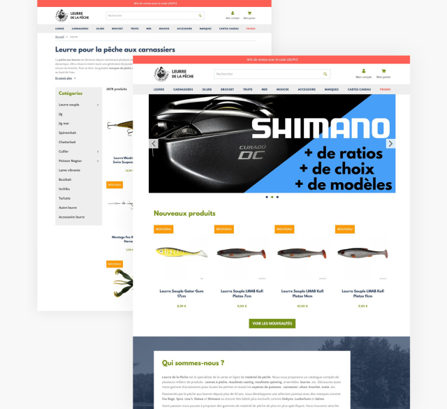 Réalisation du site e-commerce Leurre de la Pêche avec la solution Prestashop